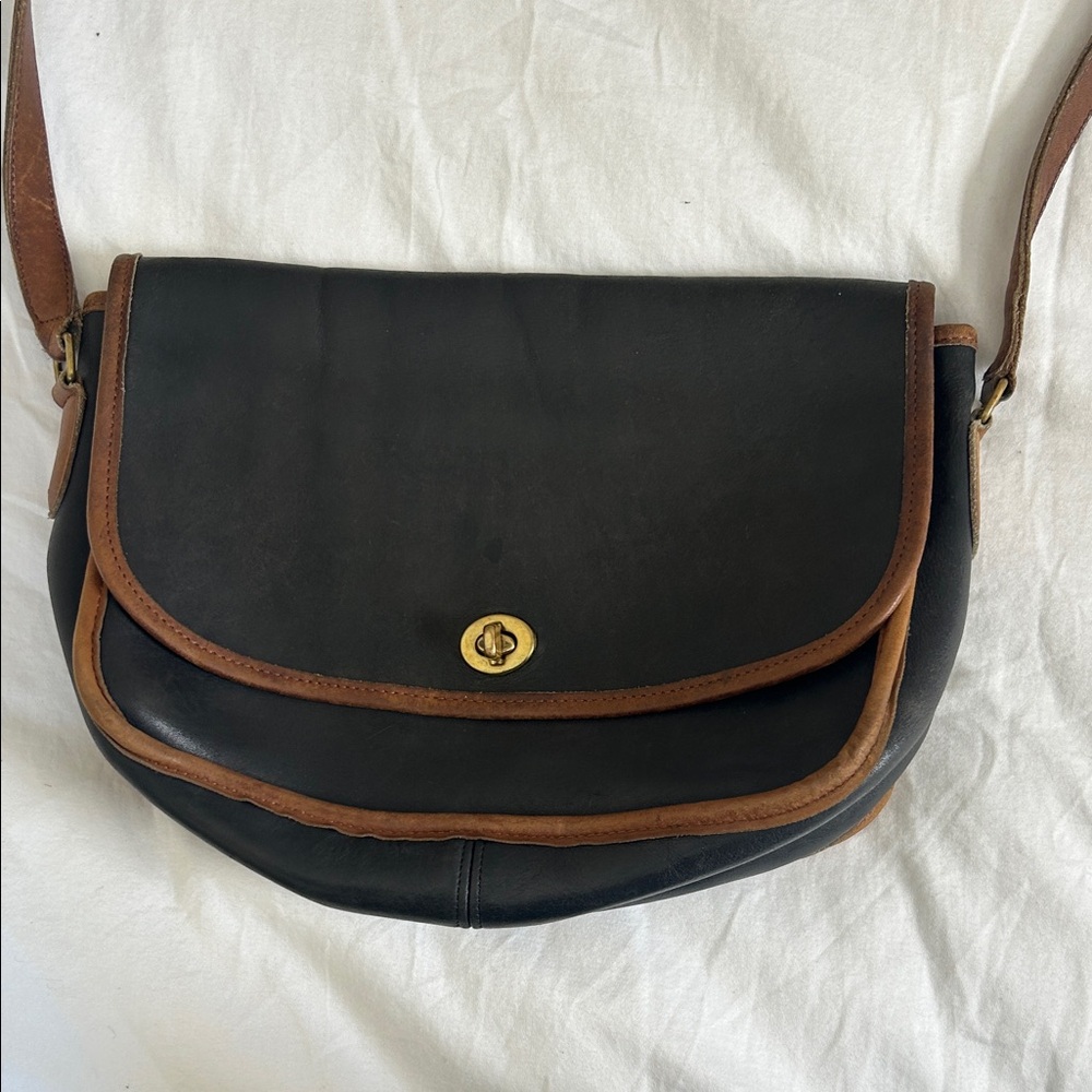 COACH Black and Brown Leather Crossbody Bag